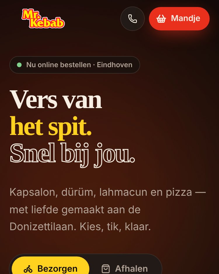 Mobiele webshop van Mr. Kebab Eindhoven